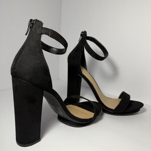 Women's Black Ankle-Strap Block Heel Sandals size 8.5